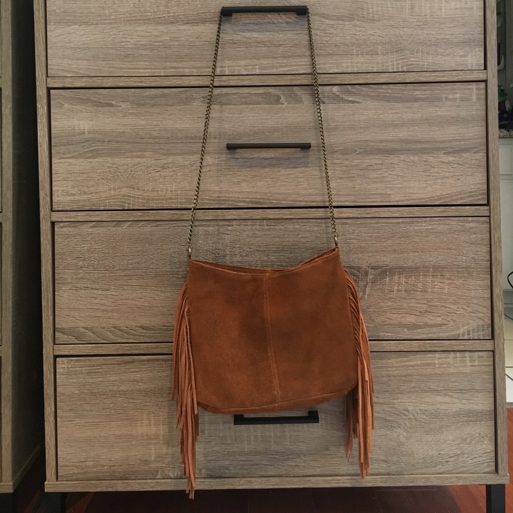 COPY - Urban Outfitters tan suede fringe bag